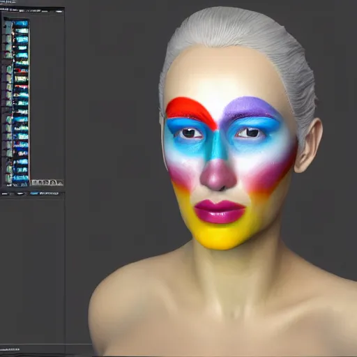 Image similar to 3d unreal engine, 4k 3d render of face painted by Kandinsky, smooth gradients