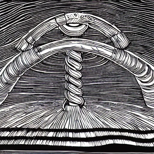 Prompt: an illustration of the rod of asclepius by stanley donwood
