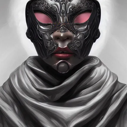 Image similar to Very very very very highly detailed epic photo of face with venetian mask, intricate, dystopian, sci-fi, extremely detailed, digital painting, artstation, concept art, smooth, sharp focus, illustration, intimidating lighting, incredible art by Artgerm and Vincent di Fate