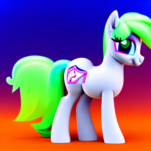 Image similar to white colored stoner pony from my little pony, marijuana themed, weed cutie mark, art, volumetric smokey background, colorful, 3 d, render, blender 3 d, soft lighting, green mane