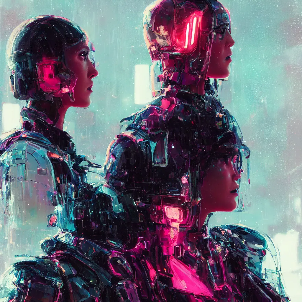 Image similar to detailed side profile portrait Neon Girl, cyberpunk futuristic neon, reflective puffy coat, by Ismail inceoglu dragan bibin hans thoma greg rutkowski Alexandros Pyromallis Nekro Rene Maritte Illustrated, Perfect face, fine details, realistic shaded, fine-face, pretty face, 8k, UHD, ray tracing