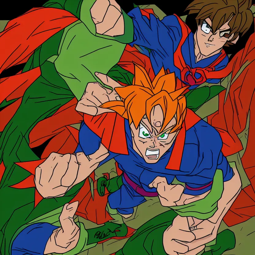 Image similar to shaggy rogers dressed like goku/superman detailed realistic High Resolution HD 8k