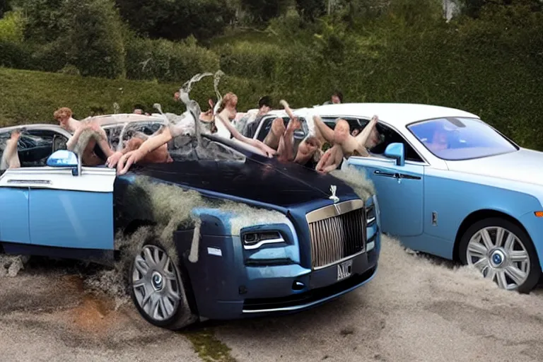 Image similar to stoned teenagers decided to drown Rolls-Royce