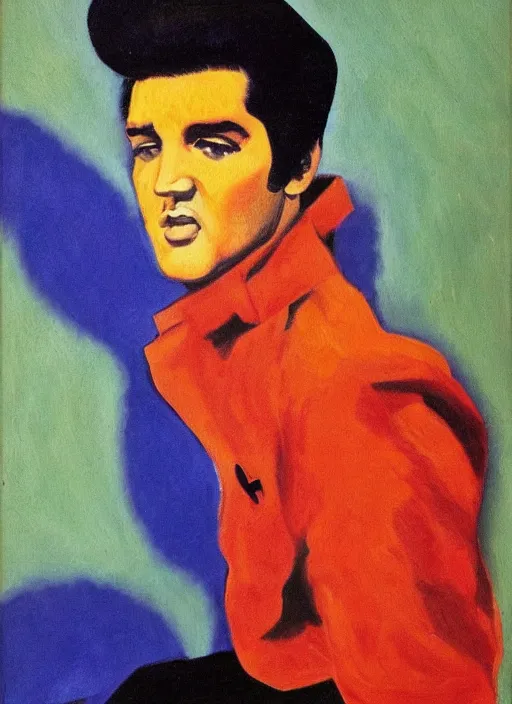 Image similar to oil painting of elvis presley by matisse