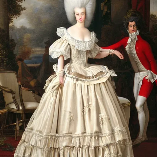 Prompt: a great dance were all guest wear dresses from the marie-antoinette era