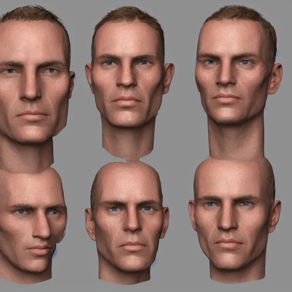 Prompt: unwrapped human face flat texture, male in 3 0 s, 8 k, diffuse