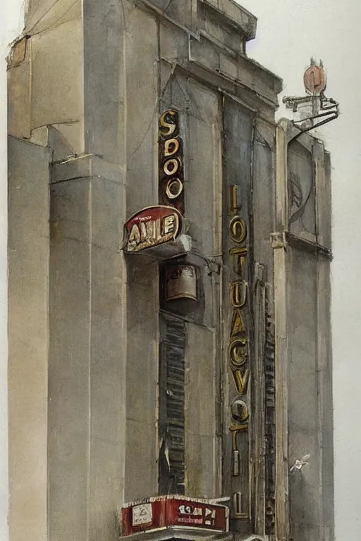 Prompt: ( ( ( ( ( 1 9 5 0 s old movie theater building. muted colors. ) ) ) ) ) by jean - baptiste monge!!!!!!!!!!!!!!!!!!!!!!!!!!!