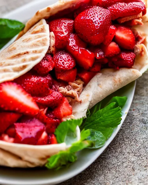 Image similar to a shwarma made out of strawberries