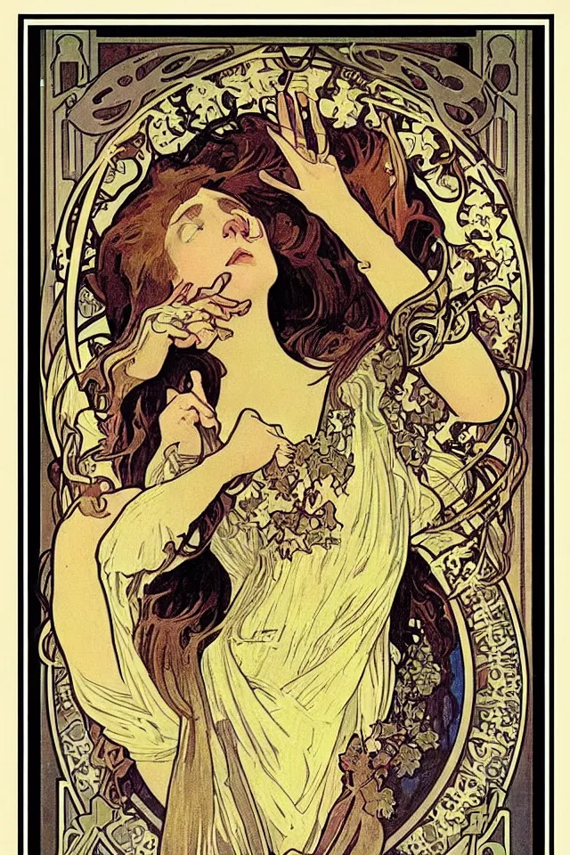 Prompt: “a tarot card depicting Death by Alphonse Mucha”