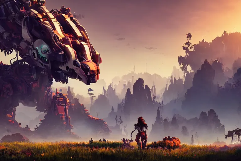 Image similar to watcher machine mecanical creature robot of horizon forbidden west horizon zero dawn bioluminiscence global illumination ray tracing hdr fanart arstation by ian pesty and alena aenami artworks in 4 k