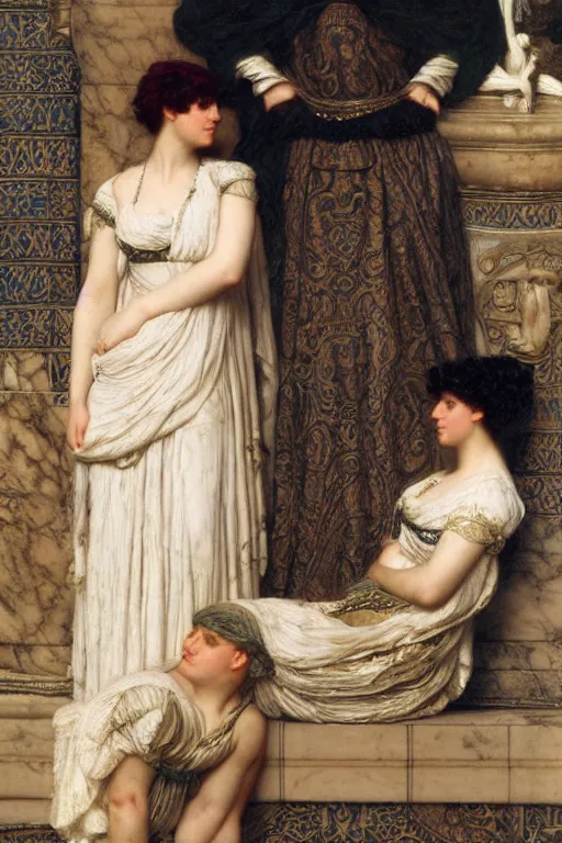 Prompt: napoleons consort by sir lawrence alma - tadema, john william godward, arnold bocklin, herbert james draper