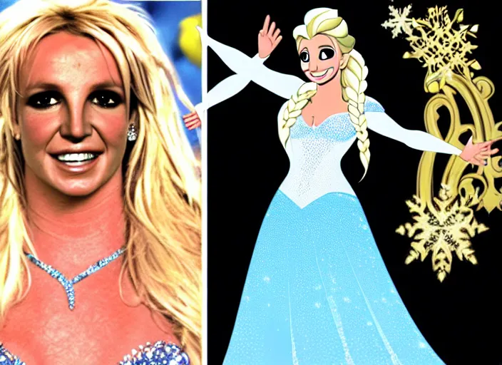 Prompt: britney spears as elsa from frozen