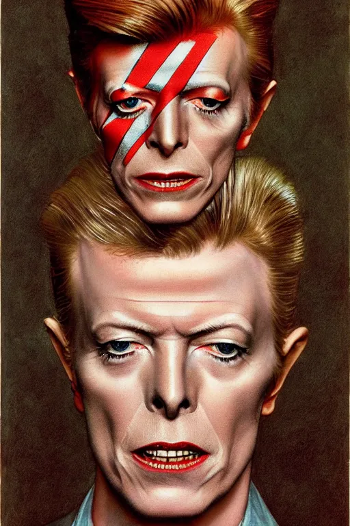 Image similar to david bowie painted by norman rockwell