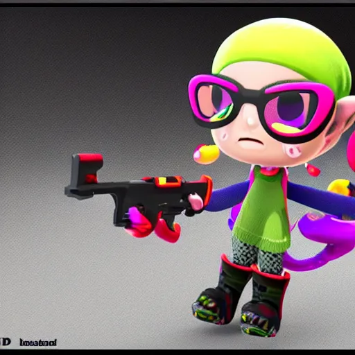 Prompt: 3 d render in the style of splatoon in the style of bayonetta