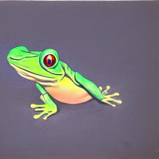 Image similar to zuma frog shooting balls from its mouth, with a colored ball on its back, surrealist pastel drawing