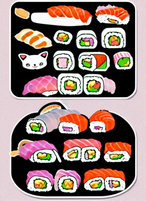 Image similar to sushi cats sticker sheet