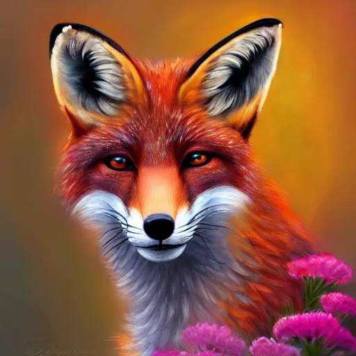 Prompt: portrait of a fox wearing a tiara, surrounded by flowers, fantasy art, trending on artstation, beautiful art, intricate, elegant, highly detailed, digital painting