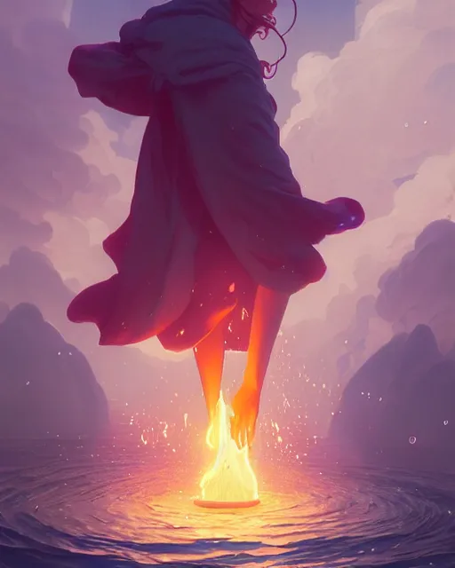 Image similar to highly detailed vfx portrait of a mage casting a water spell, unreal engine, greg rutkowski, loish, rhads, beeple, makoto shinkai and lois van baarle, ilya kuvshinov, rossdraws, tom bagshaw, alphonse mucha, global illumination, detailed and intricate environment