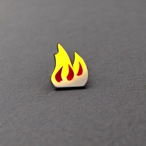 Image similar to minimalistic clean enamel pin of fire flame warning label, retro design