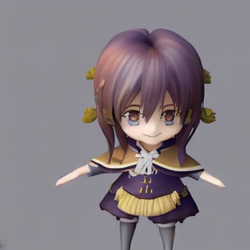 Image similar to 3d render of violet evergarden as a cute chibi figurine, blender, artstation