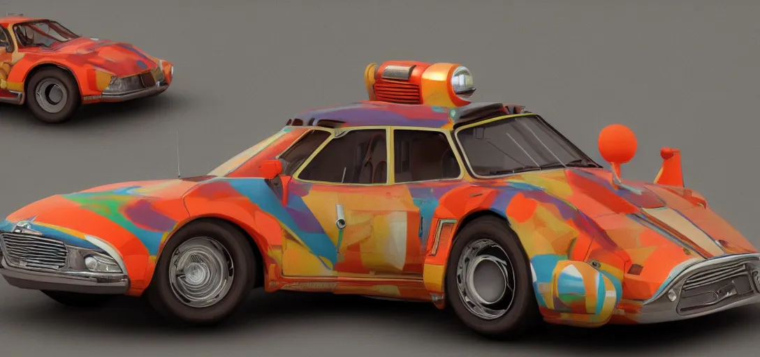 Prompt: retro vehicles concept art, colorful, 8 k photorealistic, hd, high details, trending on artstation