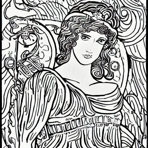 Prompt: greek mythology colouring pages