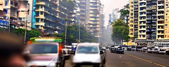 Image similar to streets of mumbai, future, mossy buildings