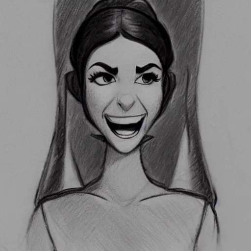 Image similar to milt kahl pencil sketch of victoria justice as princess leia