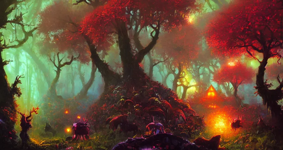 Prompt: Enchanted and magic forest, by PAUL LEHR ,