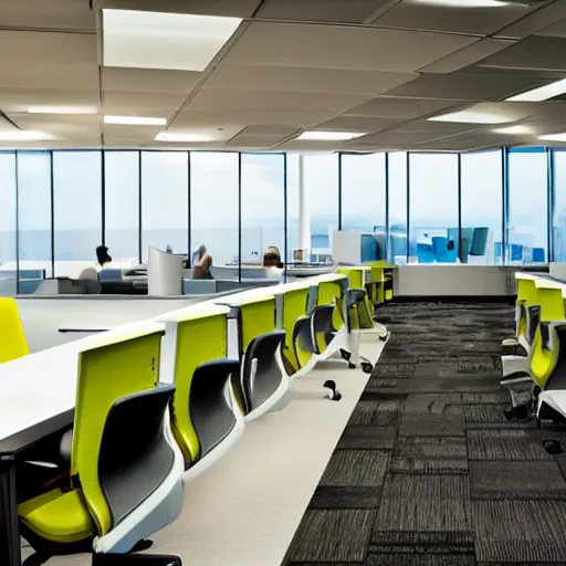 Image similar to a futuristic office,