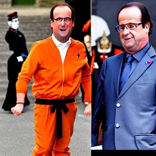 Image similar to François hollande is goku from dragon ball Z