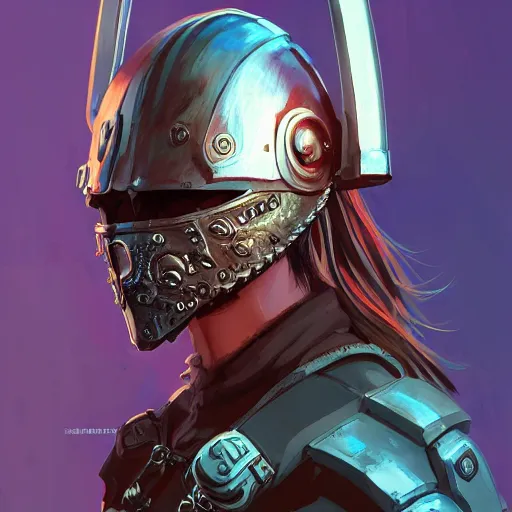 Image similar to cyberpunk viking helmet mask warrior goddess robot ninja fantasy, art gta 5 cover, official fanart behance hd artstation by jesper ejsing, by rhads, makoto shinkai and lois van baarle, ilya kuvshinov, ossdraws