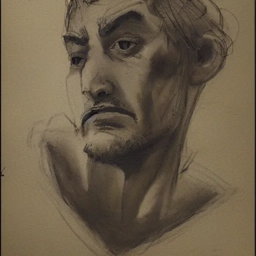 Prompt: PONDERING expression and gesture on a man's face!