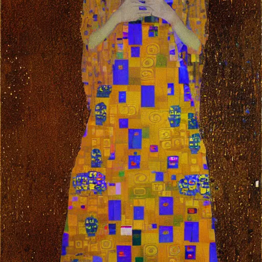 Image similar to glitch art by gustav klimt