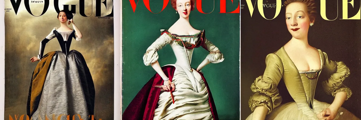 Prompt: A vogue cover from the 1700s