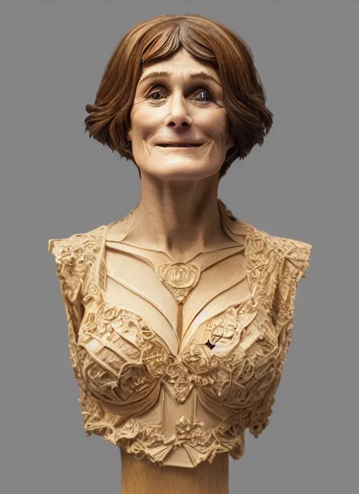 Prompt: high intricate bust of an margot kidder [ 1 9 7 0 ] carved from wood in baroque style, studio light, maria panfilova, andrea savchenko, mike kime, ludovic plouffe, qi sheng luo, oliver cook, trending on artstation