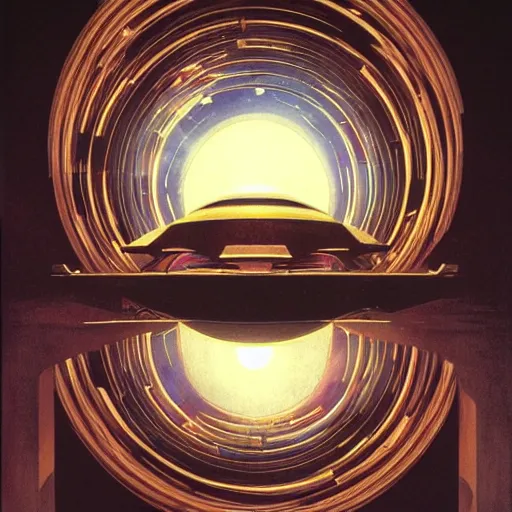 Image similar to Dyson Sphere, cinematic lighting, by Syd Mead, John Harris, Federico Pelat