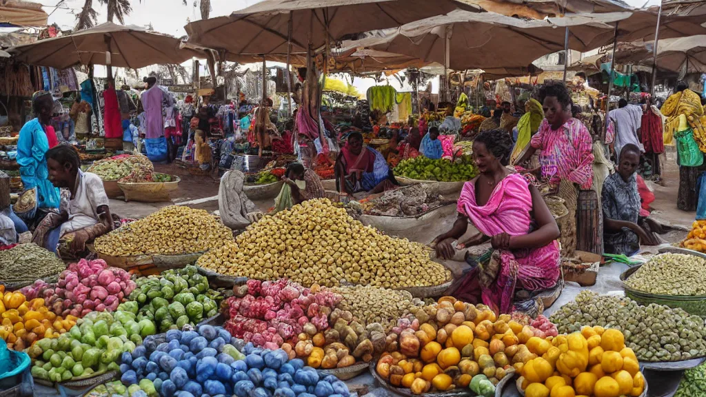 Image similar to market in djibouti, photography, realistic