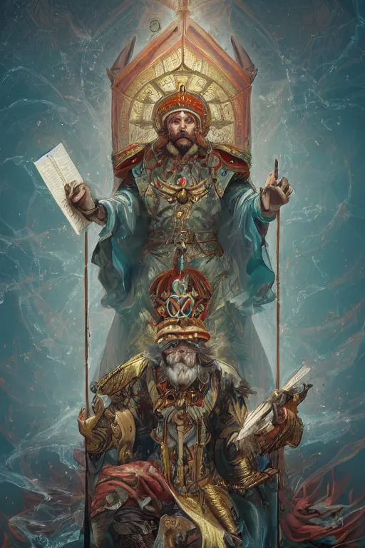 Image similar to the hierophant from major arcana character concept art, digital painting, mixed media, trending on artstation and deviantart, epic composition, magnum opus, highly detailed, 8 k