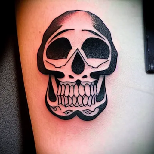 Image similar to tattoo design, stencil, tattoo stencil, traditional, a world famous tattoo of a geometric skull with a galaxy coming out of the top of its head-s 100