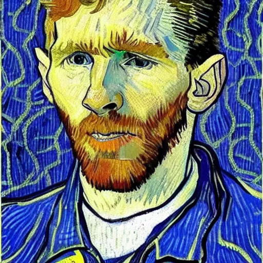 Image similar to messi by van gogh