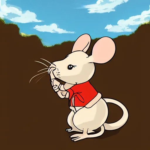 Image similar to in the style of studio ghibli, anthropomorphic mouse, female, wearing denim shorts and tank top, detailed, intricate, aesthetic, artistic, ambient occlusion, volumetric light effect, 8 k resolution