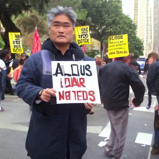 Image similar to frank chu protesting the 1 0 galaxies