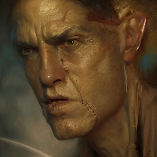 Prompt: detailed cinematic wide shot of scary hanibal lector, thin face, symettrical face, ultra realistic, dark gloomy, painting by gaston bussiere, craig mullins, j. c. leyendecker