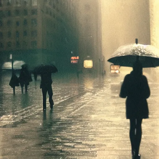 Prompt: rainy new York daydream by Saul Leiter