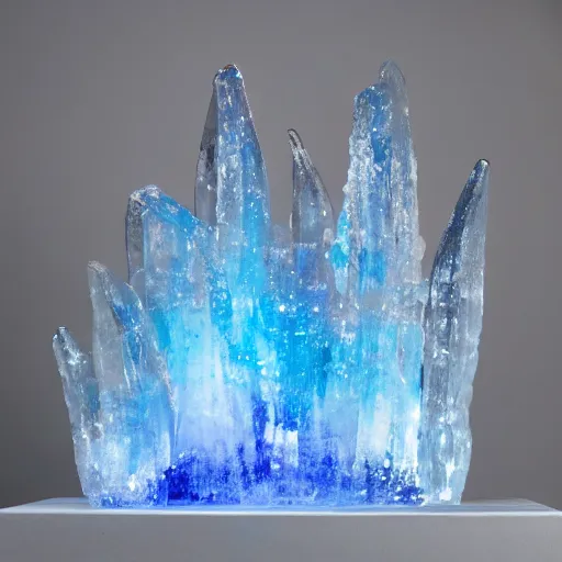 Image similar to blue ice crystal forest sculpture of galaxy