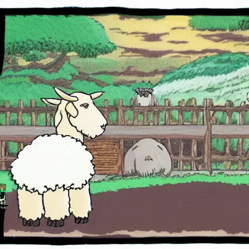 Prompt: king evan and a sheep, studio ghibli