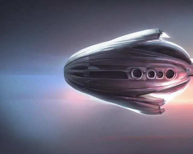 Prompt: concept art of an organic alien space ship, hyperrealism, beautiful, toyota design study, raytracing