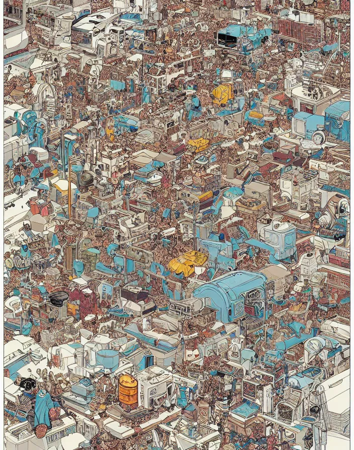 Prompt: hyper detailed industraial & utility by geof darrow