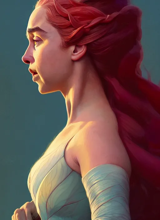 Prompt: side profile centered painted portrait, emilia clarke as scarlet witch, d & d, danerys targarian, matte painting concept art, art nouveau, beautifully backlit, swirly vibrant color lines, fantastically gaudy, aesthetic octane render, 8 k hd resolution, by ilya kuvshinov and cushart krentz and gilleard james